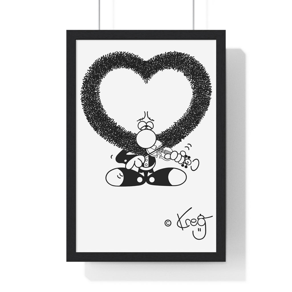 VIOLIN HEART MUSTACHE,Vertical Framed Poster