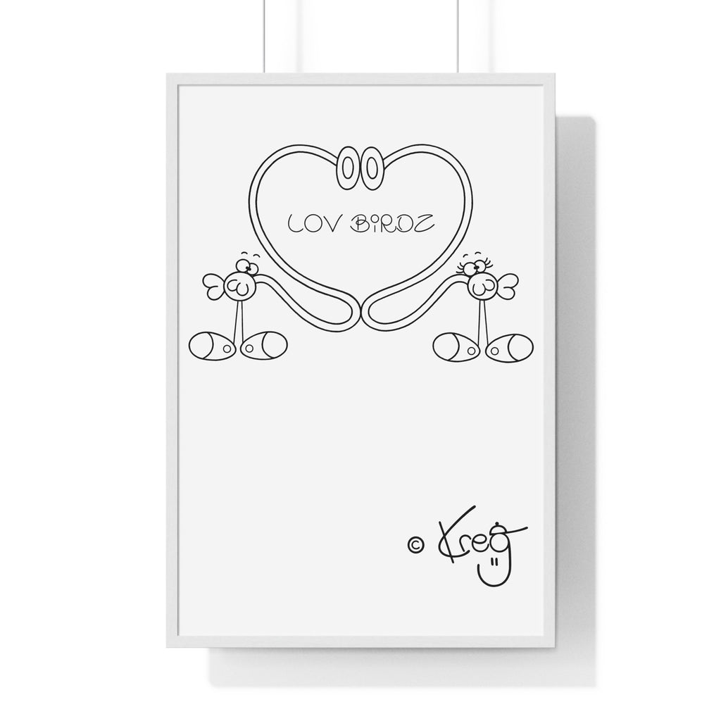 LOV BIRDZ,Vertical Framed Poster