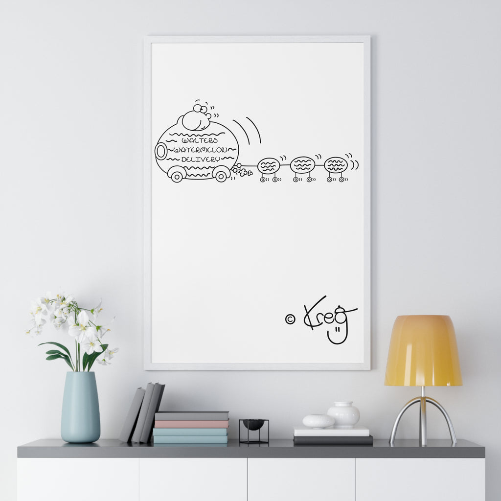 WALTER'S WATERMELON DELIVERY,Vertical Framed Poster