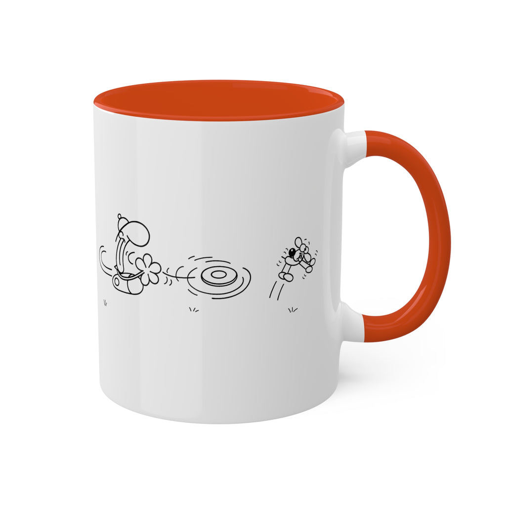 FREDDIE FRISBEE DOG Colorful Mugs, 11oz