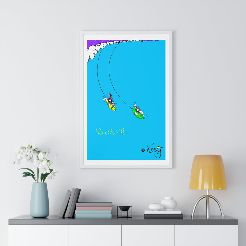 SURFING PIRATES YO WO HO,Vertical Framed Poster