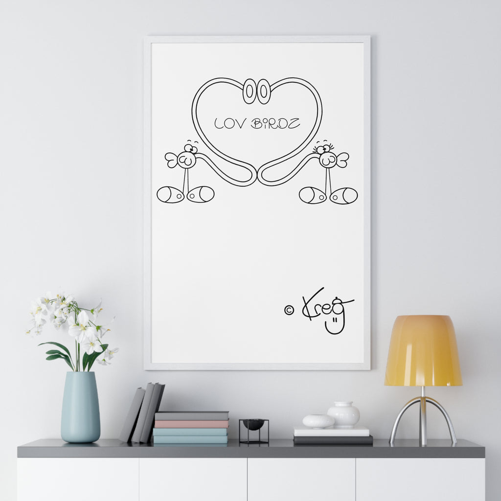 LOV BIRDZ,Vertical Framed Poster
