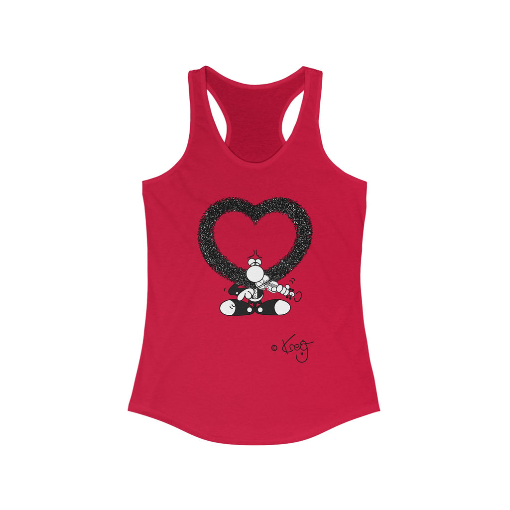 VIOLIN HEART MUSTACHE,Women's Ideal Racerback Tank