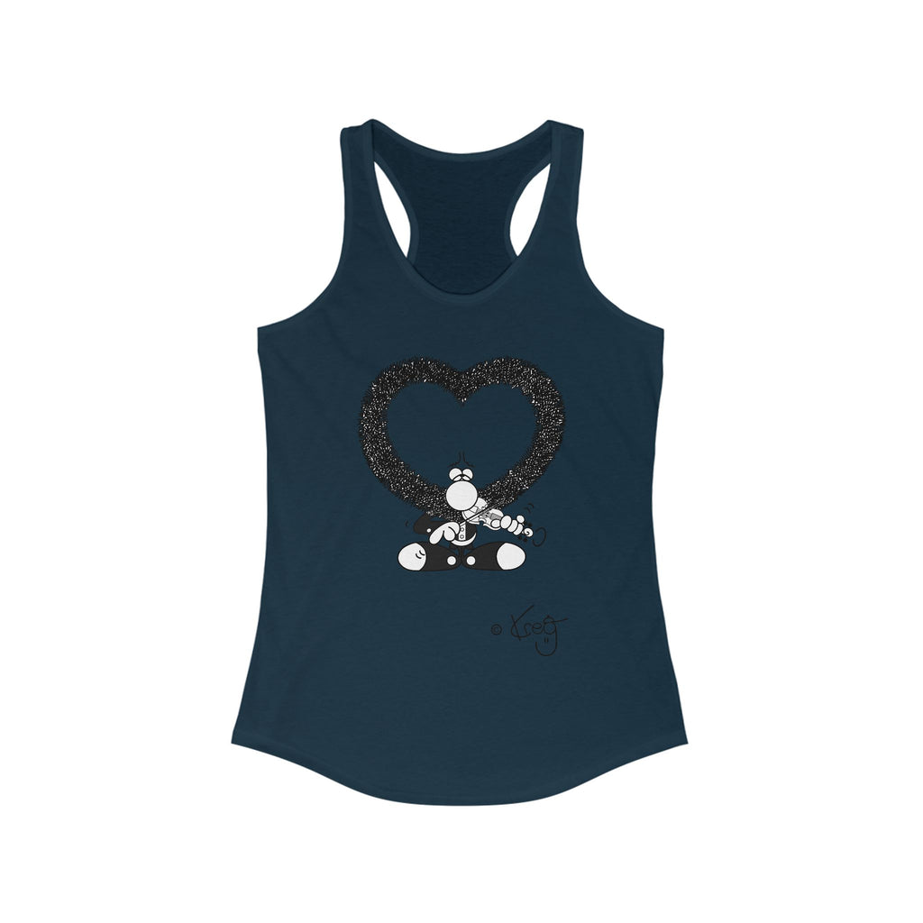 VIOLIN HEART MUSTACHE,Women's Ideal Racerback Tank