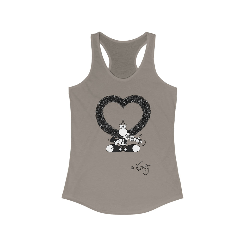 VIOLIN HEART MUSTACHE,Women's Ideal Racerback Tank