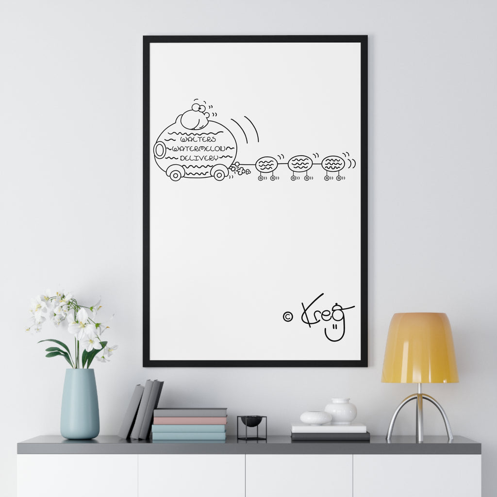 WALTER'S WATERMELON DELIVERY,Vertical Framed Poster