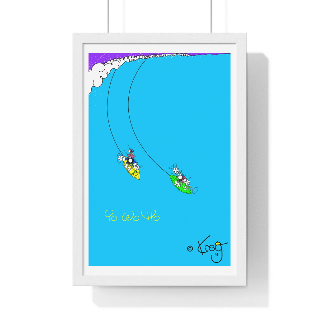 SURFING PIRATES YO WO HO,Vertical Framed Poster