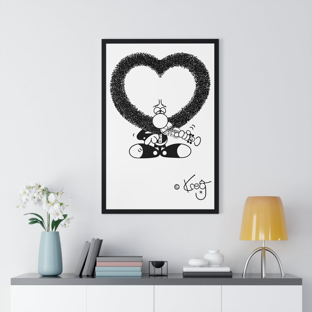 VIOLIN HEART MUSTACHE,Vertical Framed Poster