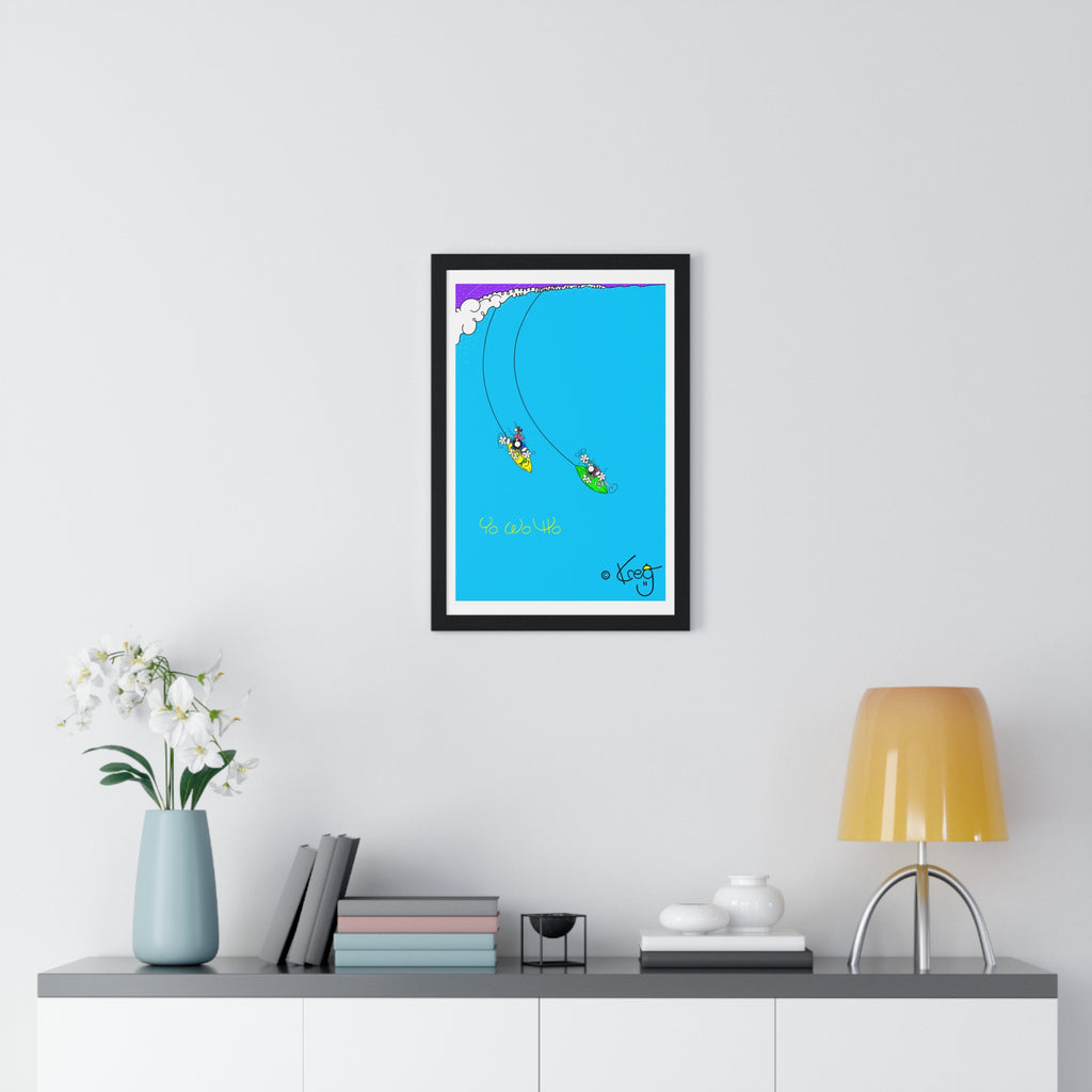 SURFING PIRATES YO WO HO,Vertical Framed Poster