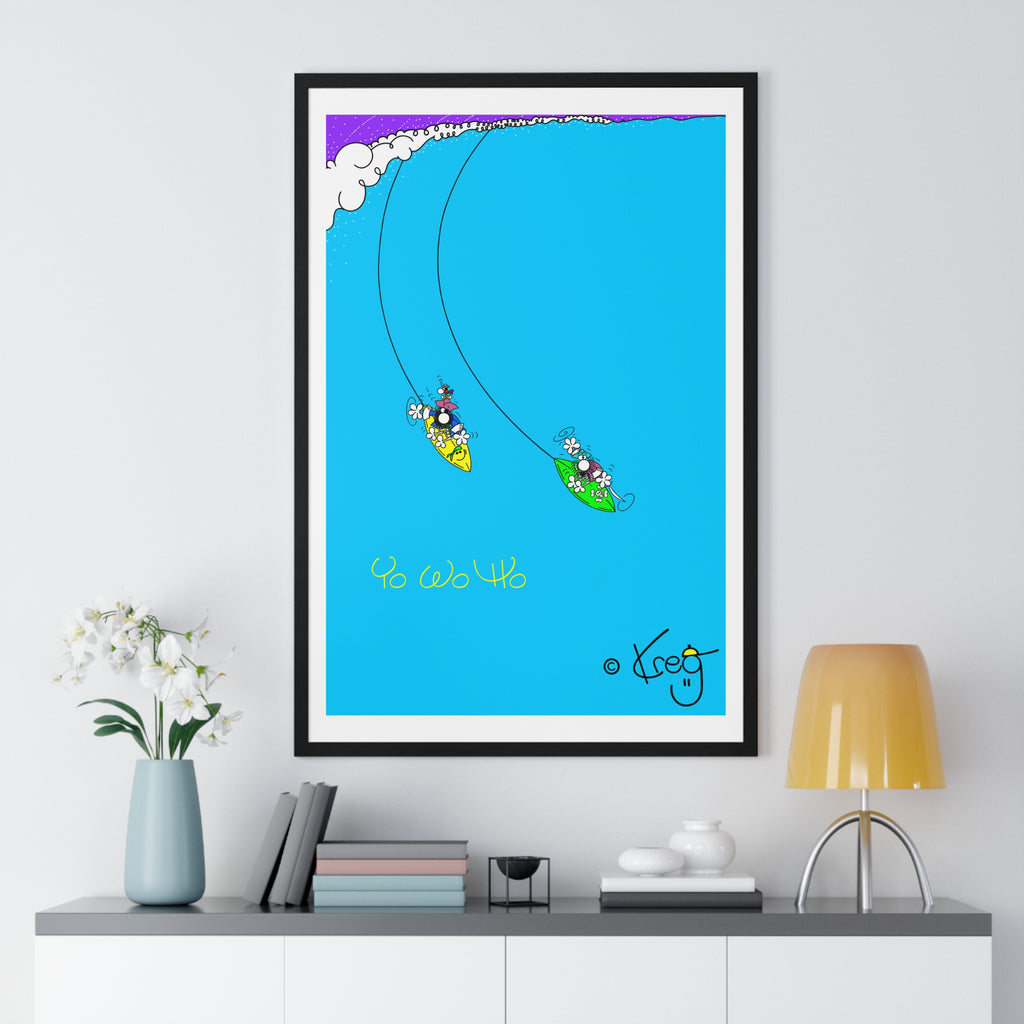 SURFING PIRATES YO WO HO,Vertical Framed Poster