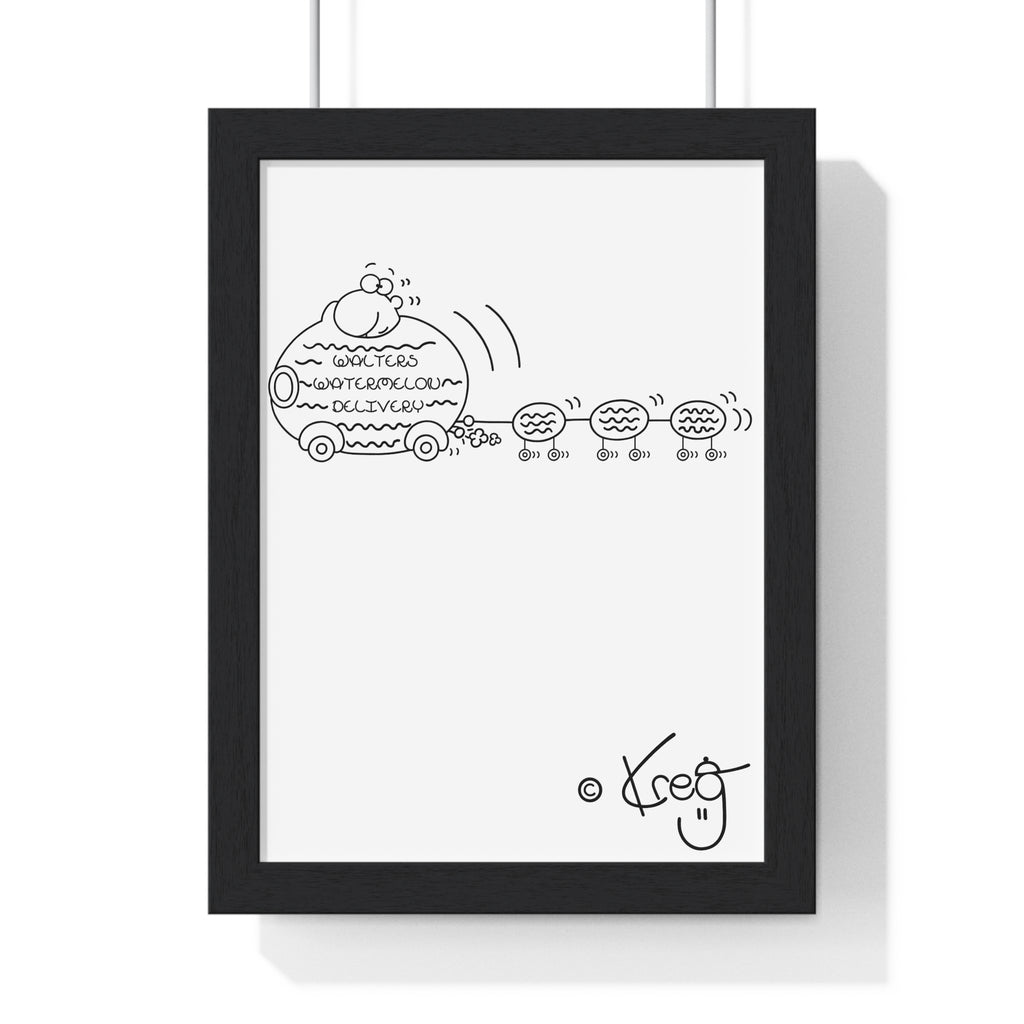 WALTER'S WATERMELON DELIVERY,Vertical Framed Poster