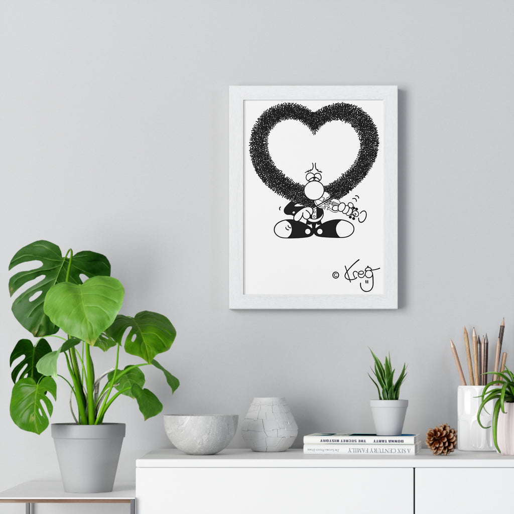 VIOLIN HEART MUSTACHE,Vertical Framed Poster