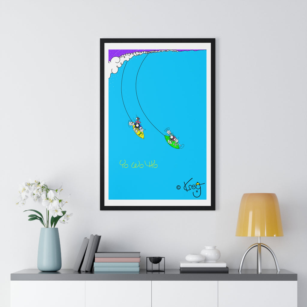 SURFING PIRATES YO WO HO,Vertical Framed Poster