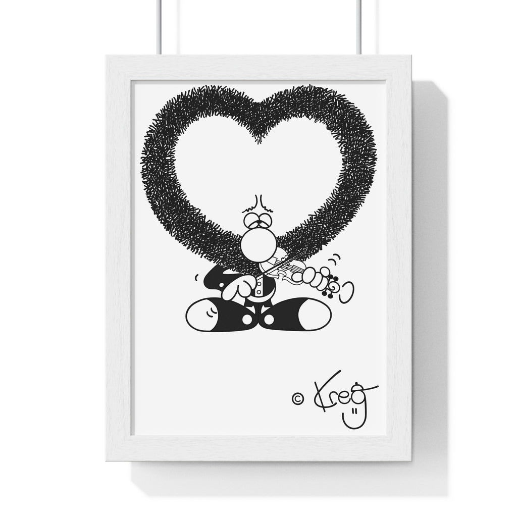 VIOLIN HEART MUSTACHE,Vertical Framed Poster