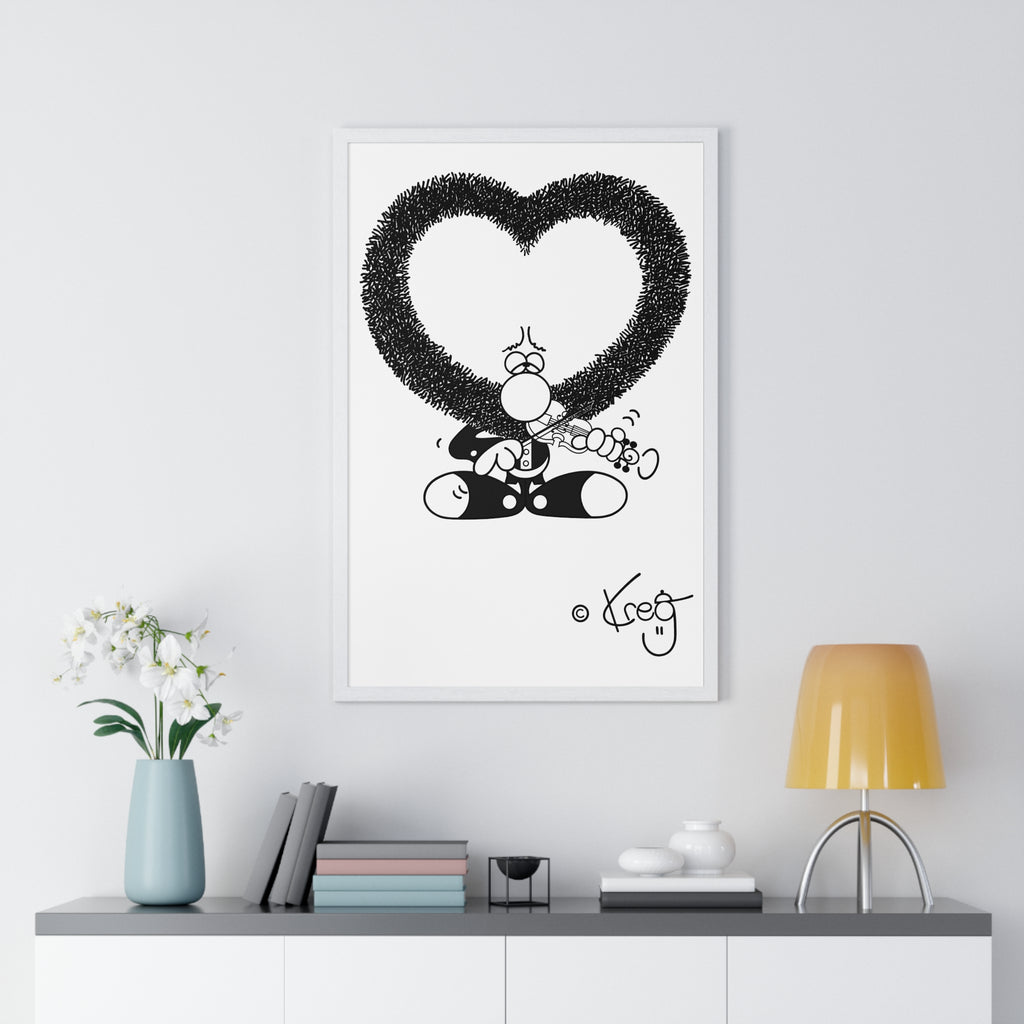 VIOLIN HEART MUSTACHE,Vertical Framed Poster