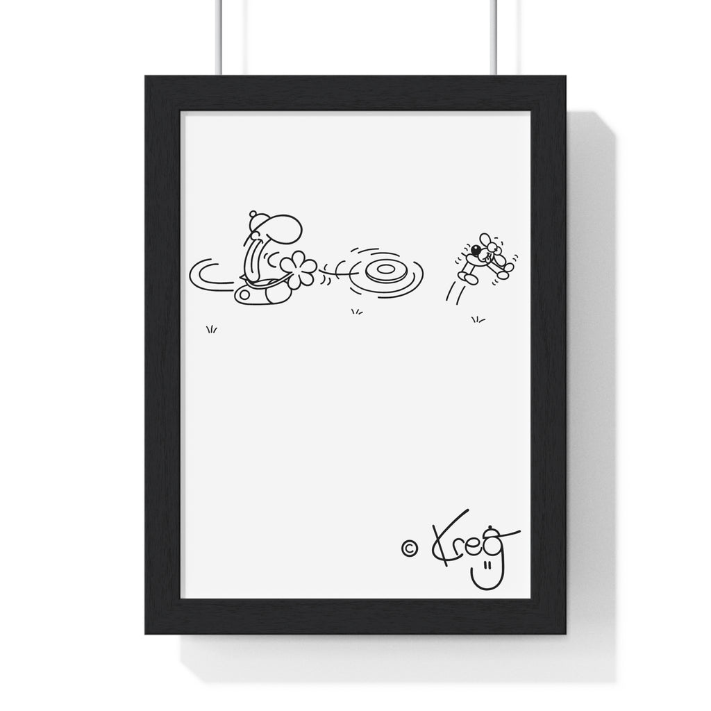FREDDY FRISBEE DOG,Vertical Framed Poster