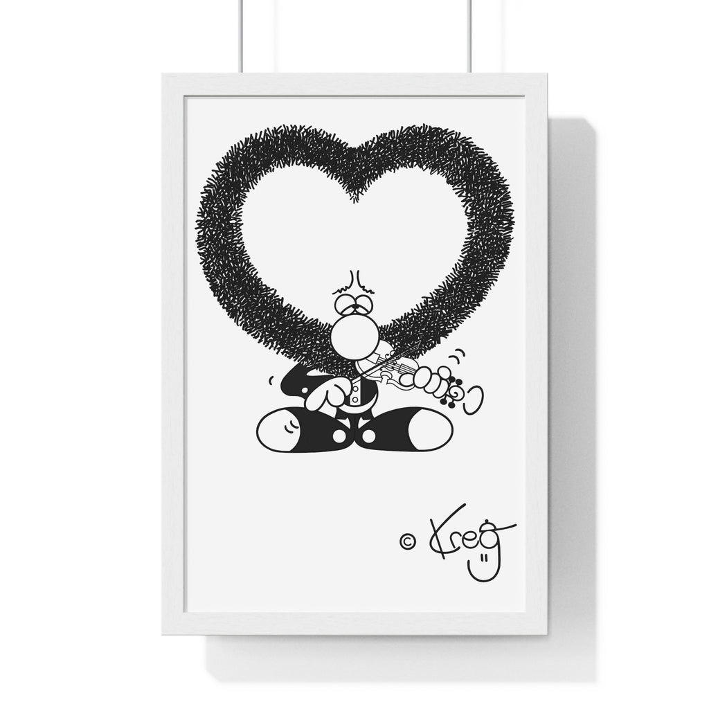 VIOLIN HEART MUSTACHE,Vertical Framed Poster