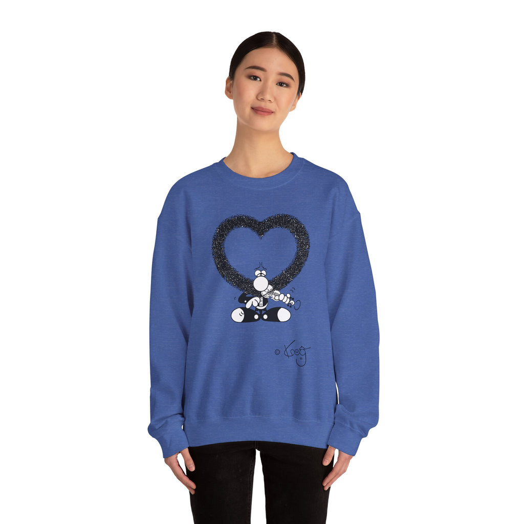 VIOLIN HEART MUSTACHE, Unisex Heavy Blend™ Crewneck Sweatshirt