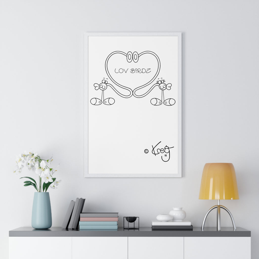 LOV BIRDZ,Vertical Framed Poster