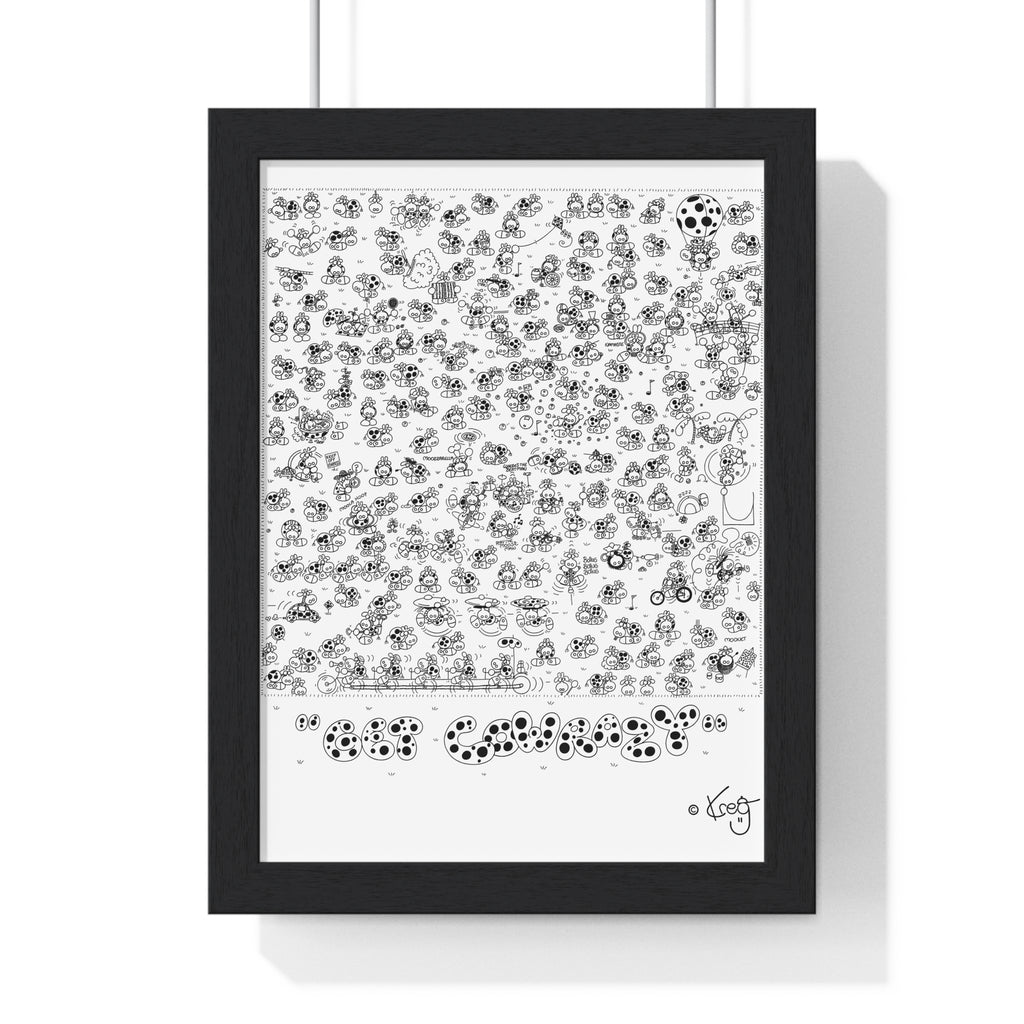 GET COWRAZY,Vertical Framed Poster