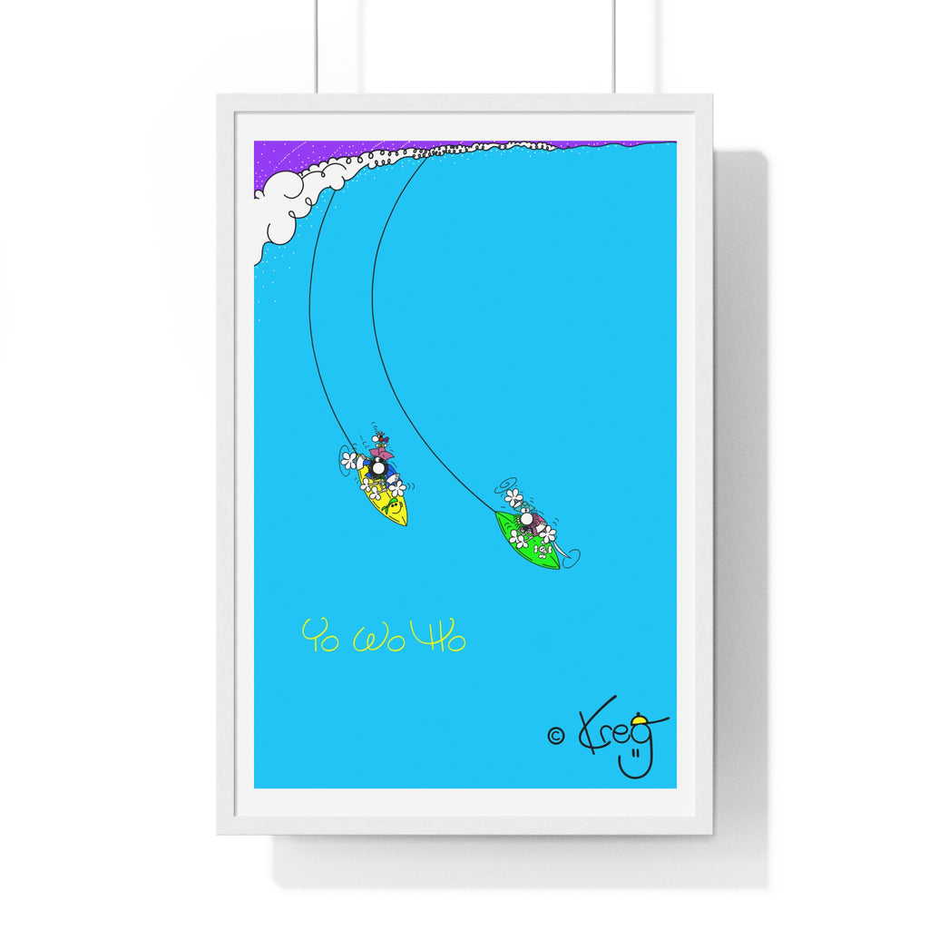 SURFING PIRATES YO WO HO,Vertical Framed Poster