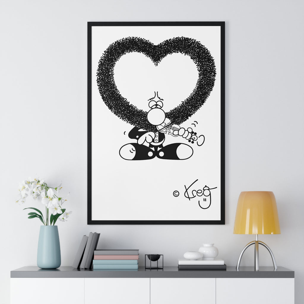 VIOLIN HEART MUSTACHE,Vertical Framed Poster