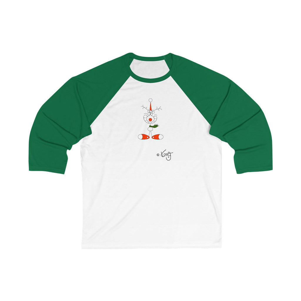 SMILE REINDEER,Unisex 3\4 Sleeve Baseball Tee