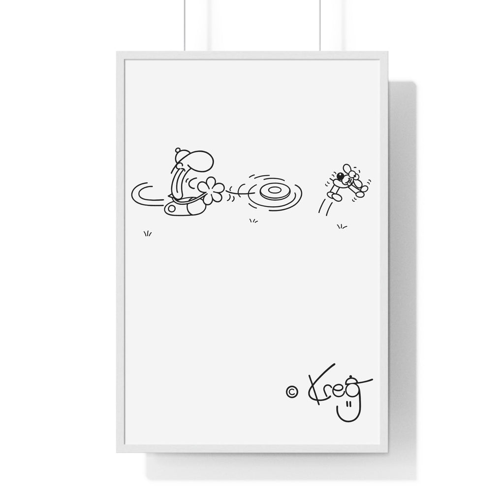 FREDDY FRISBEE DOG,Vertical Framed Poster
