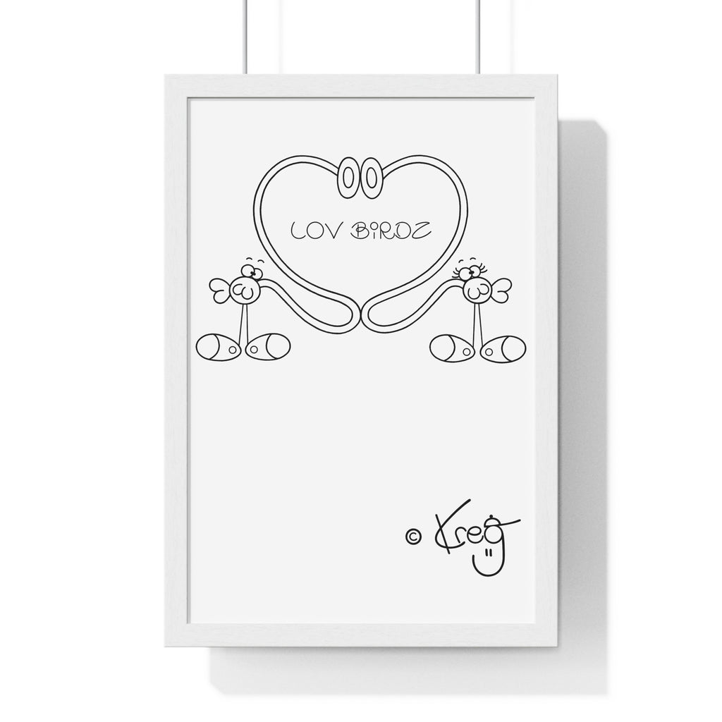 LOV BIRDZ,Vertical Framed Poster