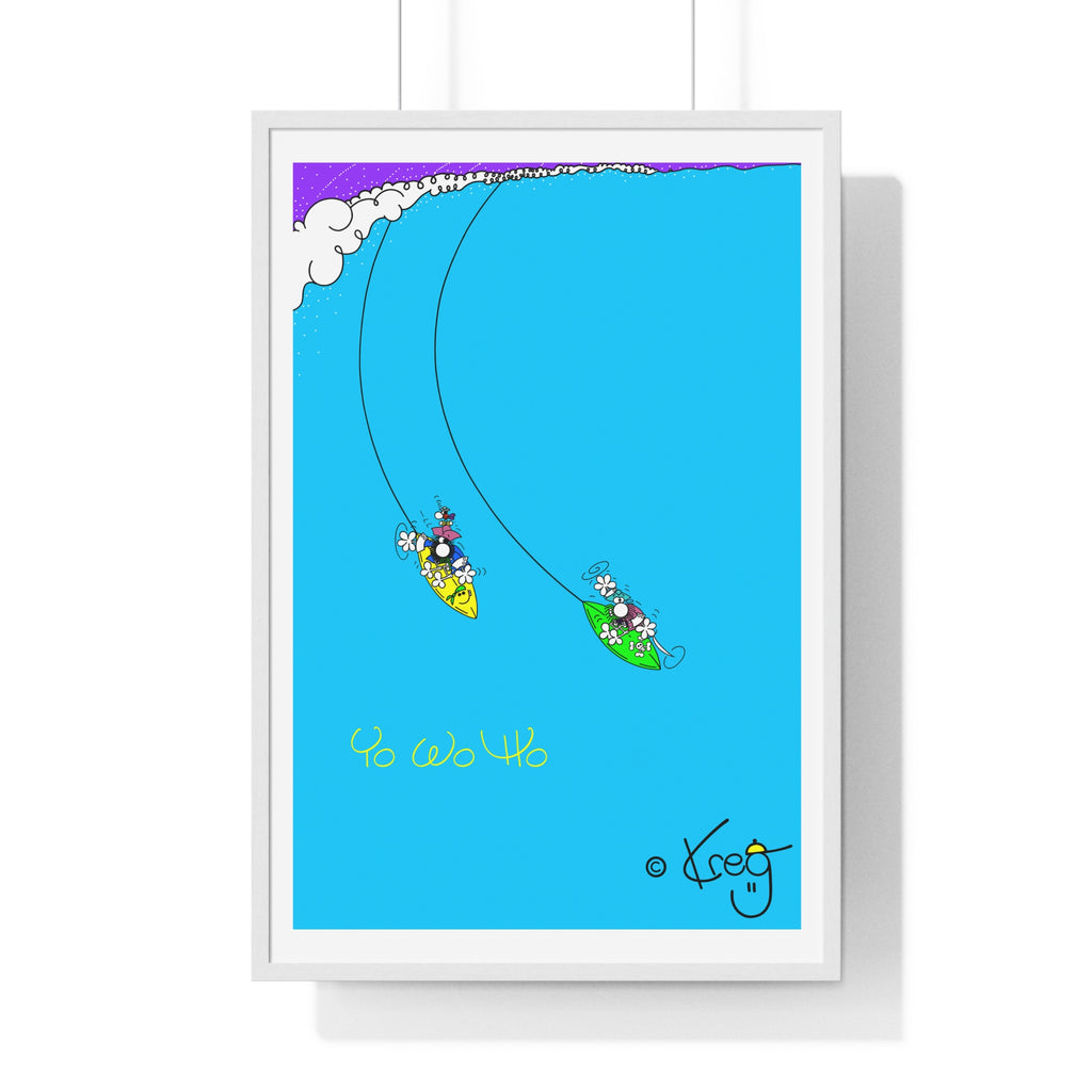 SURFING PIRATES YO WO HO,Vertical Framed Poster