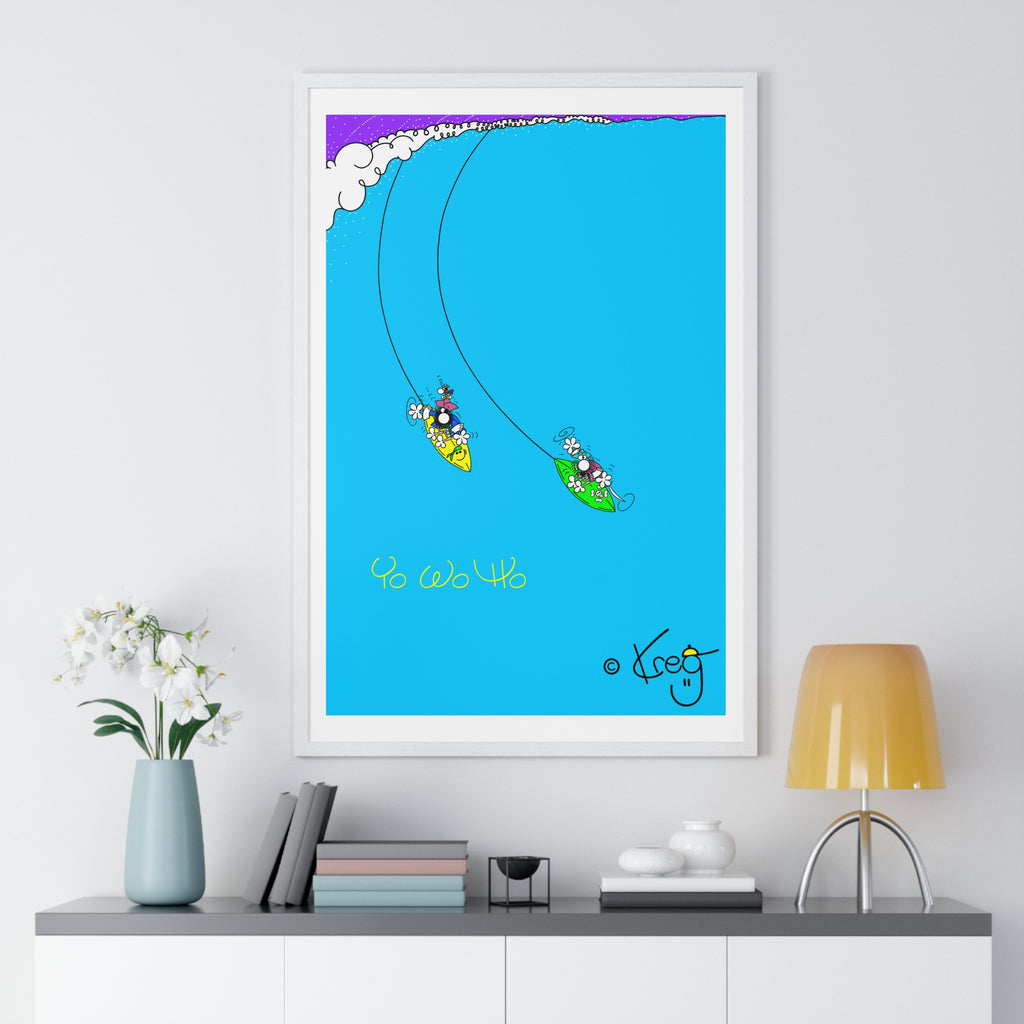 SURFING PIRATES YO WO HO,Vertical Framed Poster
