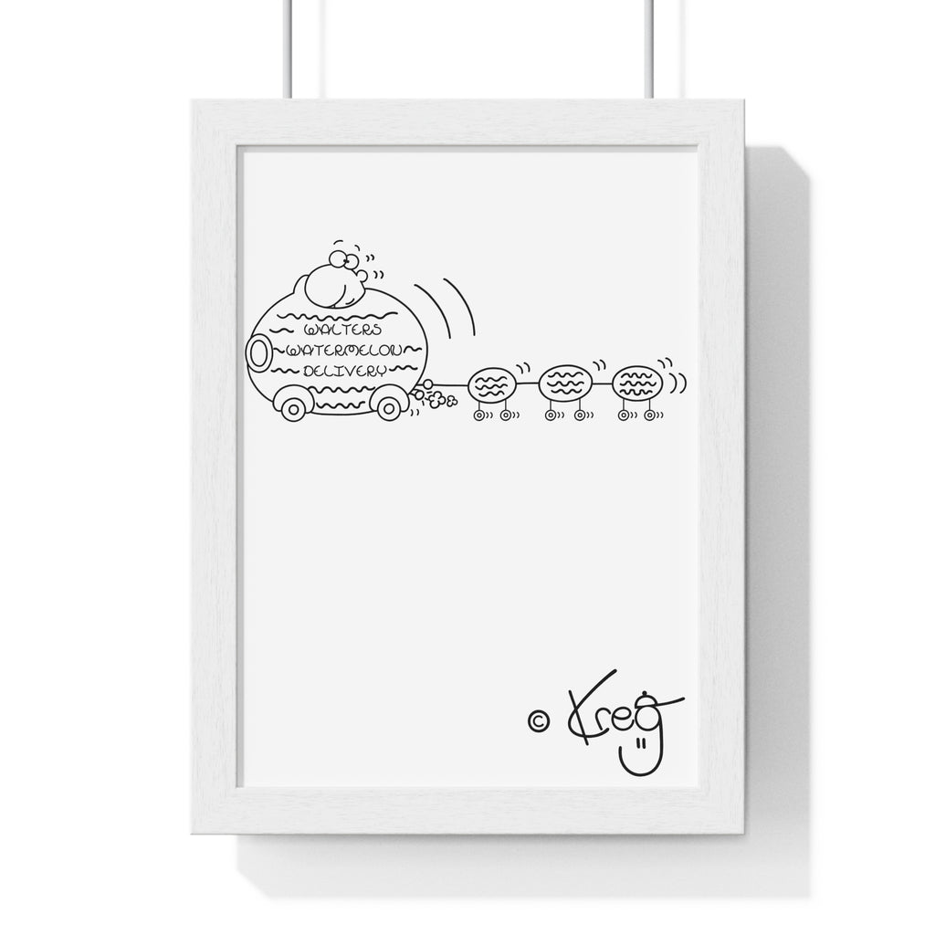 WALTER'S WATERMELON DELIVERY,Vertical Framed Poster