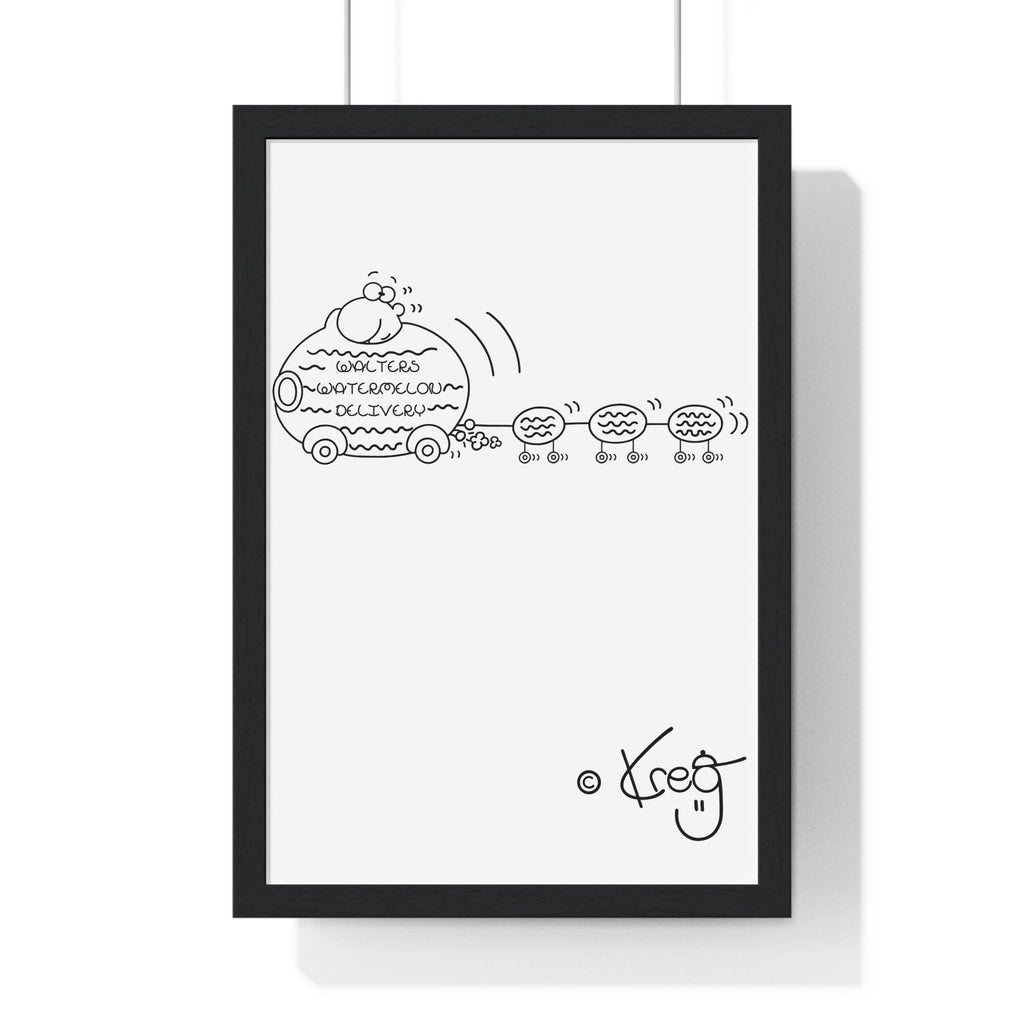 WALTER'S WATERMELON DELIVERY,Vertical Framed Poster