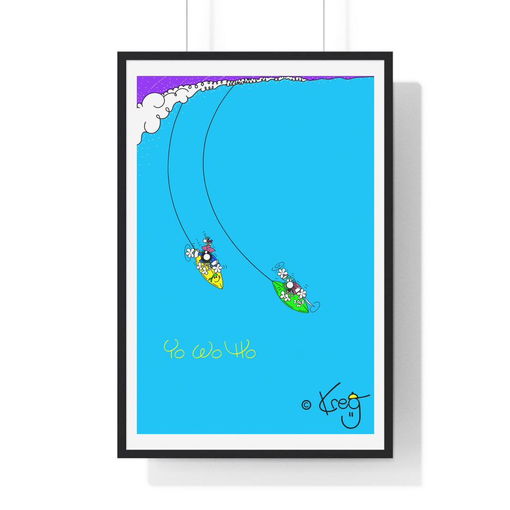 SURFING PIRATES YO WO HO,Vertical Framed Poster