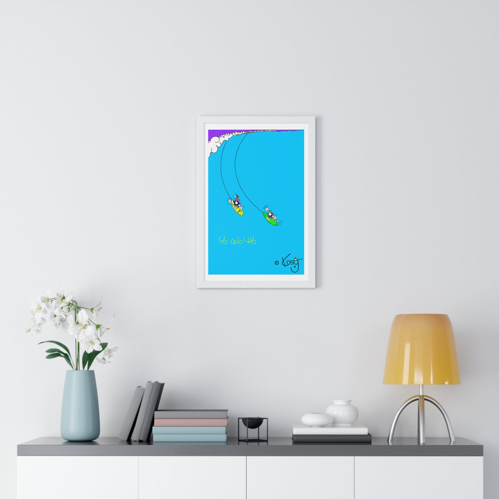 SURFING PIRATES YO WO HO,Vertical Framed Poster