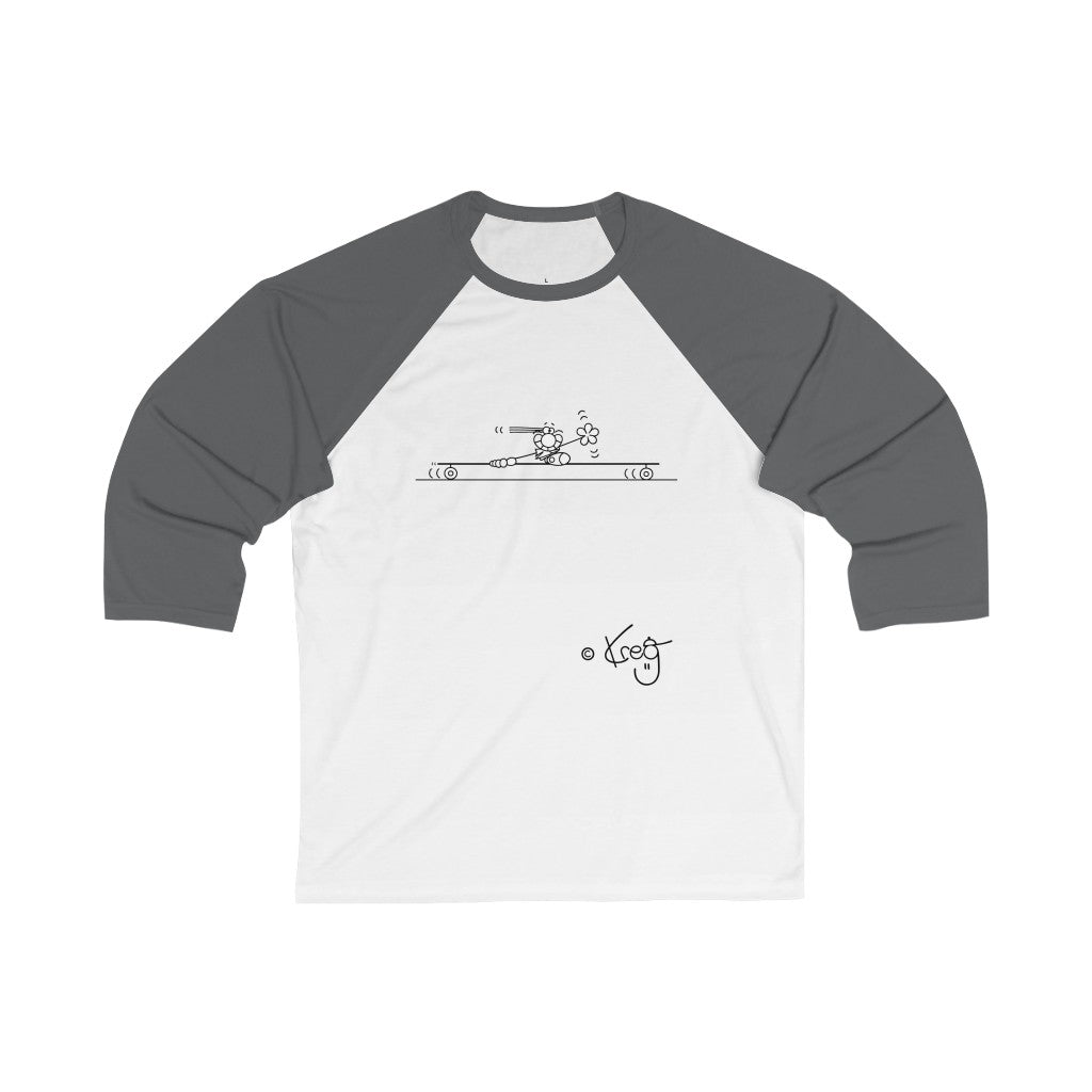 Longboarder,Unisex 3\4 Sleeve Baseball Tee