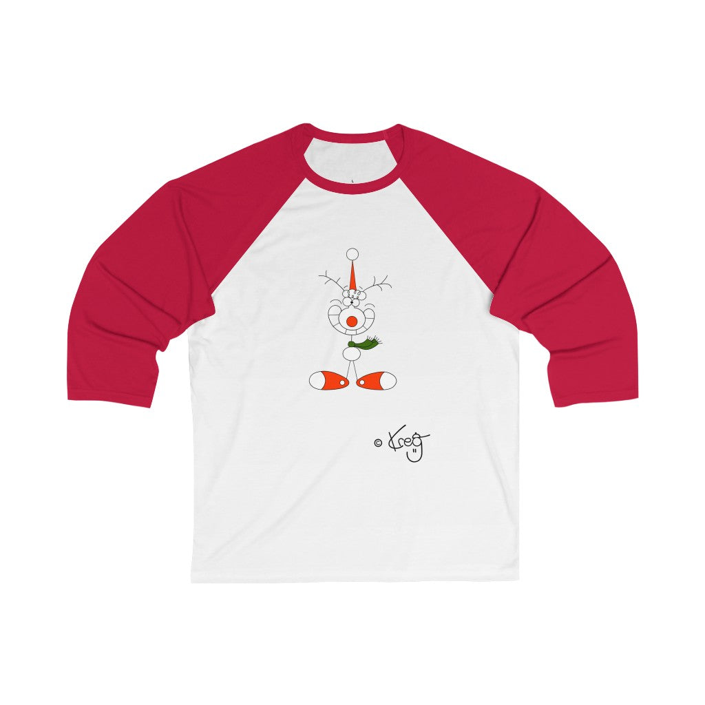 Smile Reindeer,Unisex 3\4 Sleeve Baseball Tee