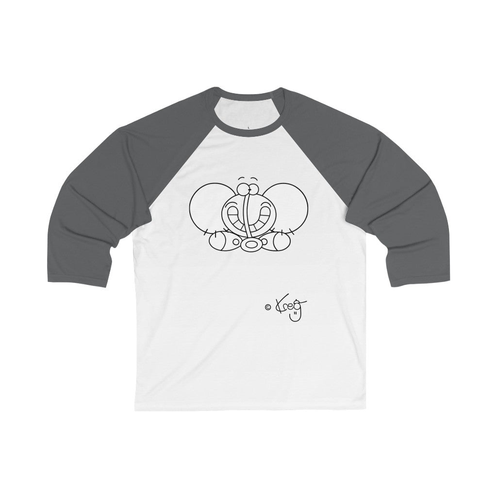 Smile Elephant,Unisex 3\4 Sleeve Baseball Tee