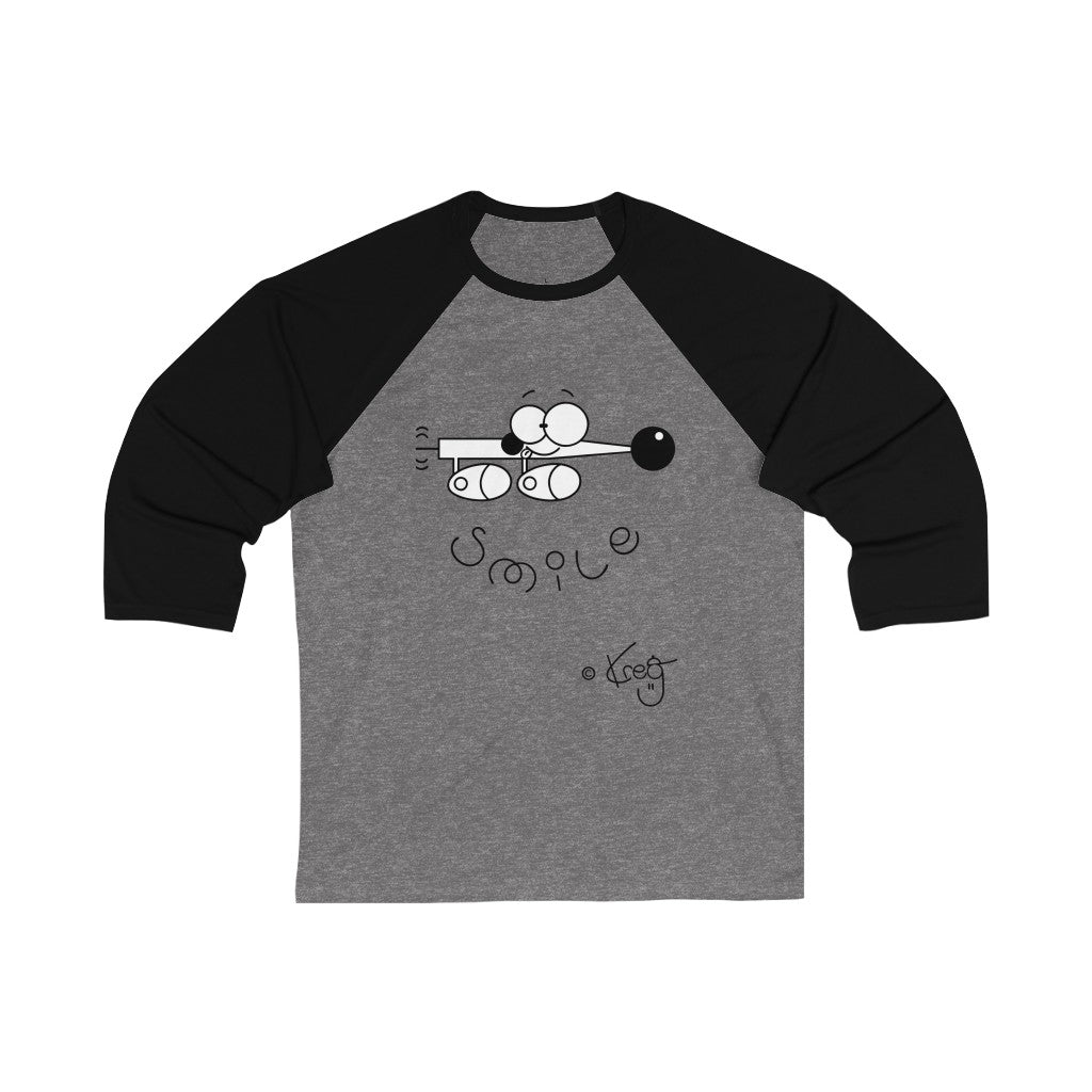 Wiener Dog Smile,Unisex 3\4 Sleeve Baseball Tee