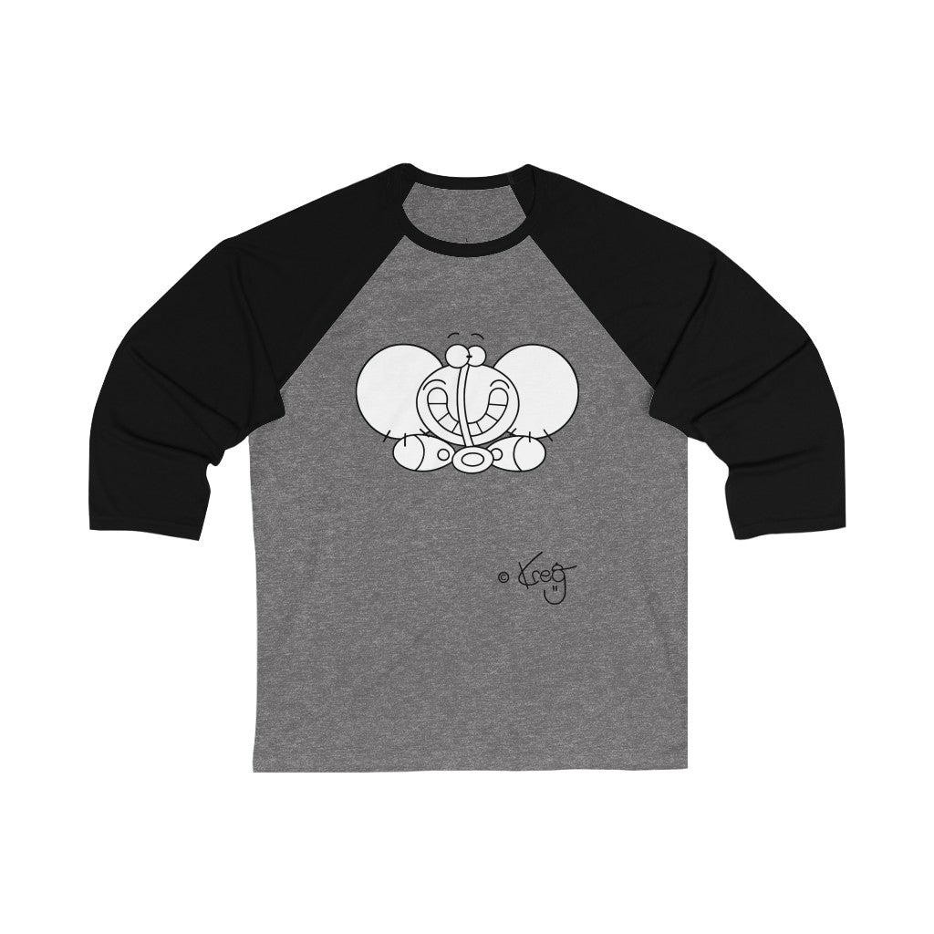 Smile Elephant,Unisex 3\4 Sleeve Baseball Tee