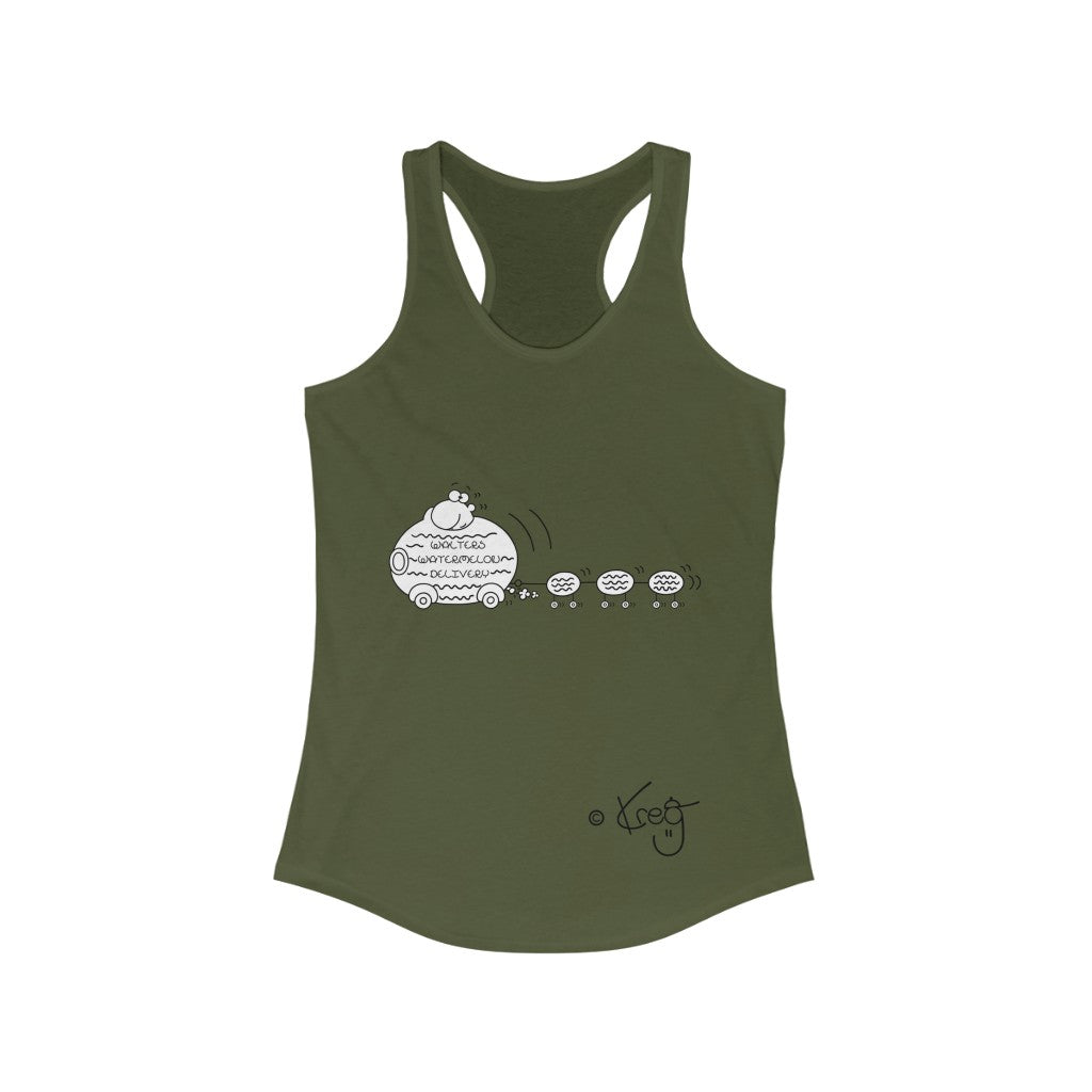 Walter's Watermelon Delivery,Women's Ideal Racerback Tank