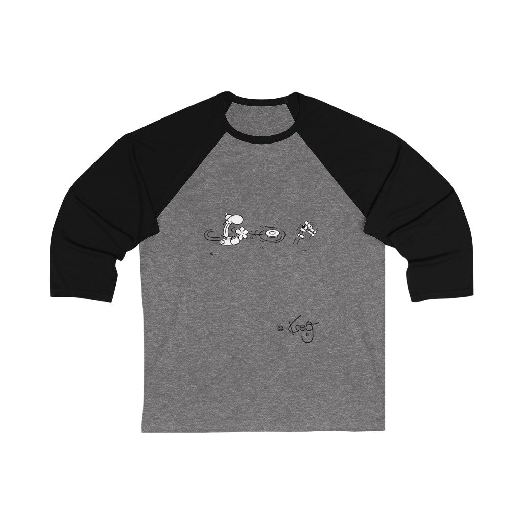 Freddy Frisbee Dog,Unisex 3\4 Sleeve Baseball Tee