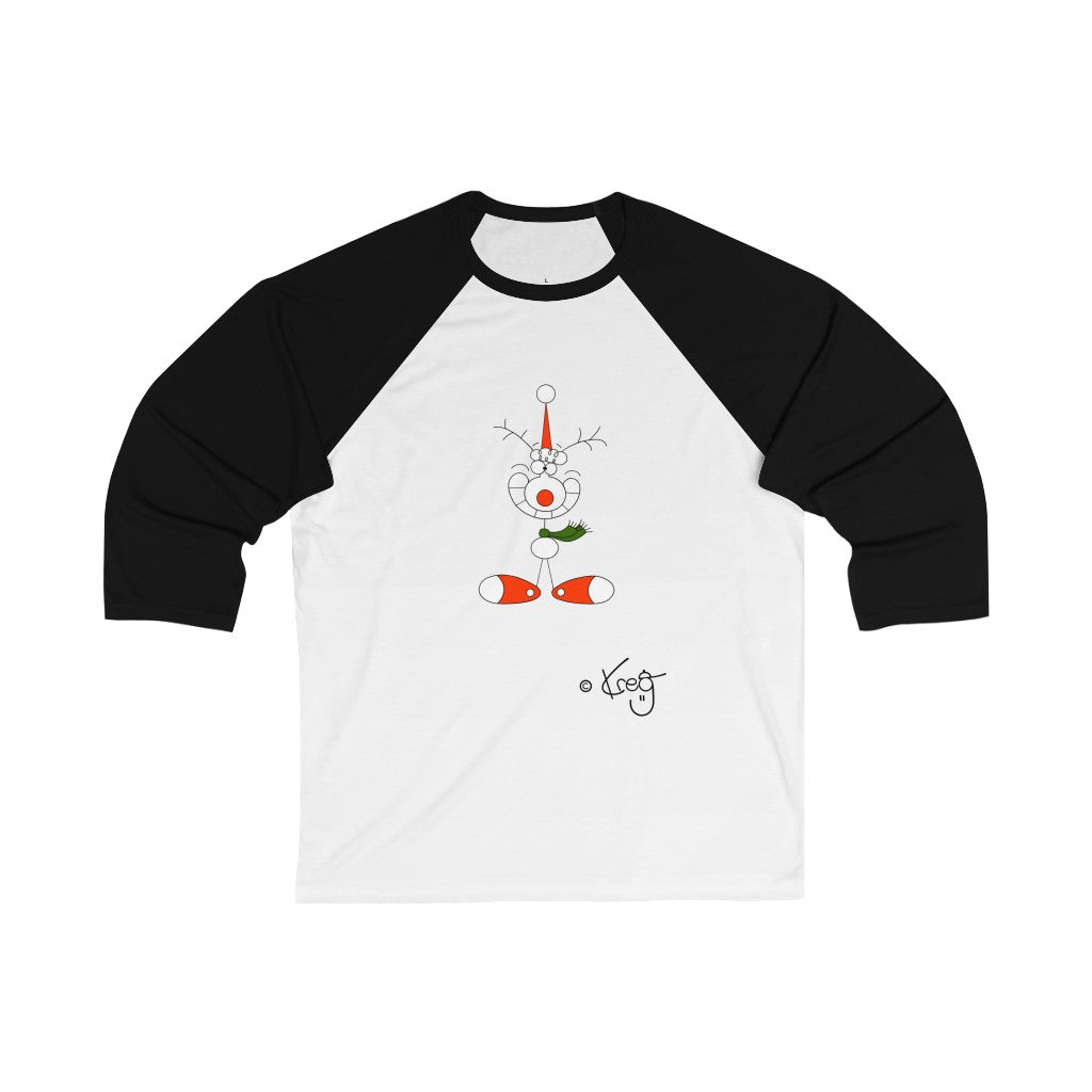 Smile Reindeer,Unisex 3\4 Sleeve Baseball Tee